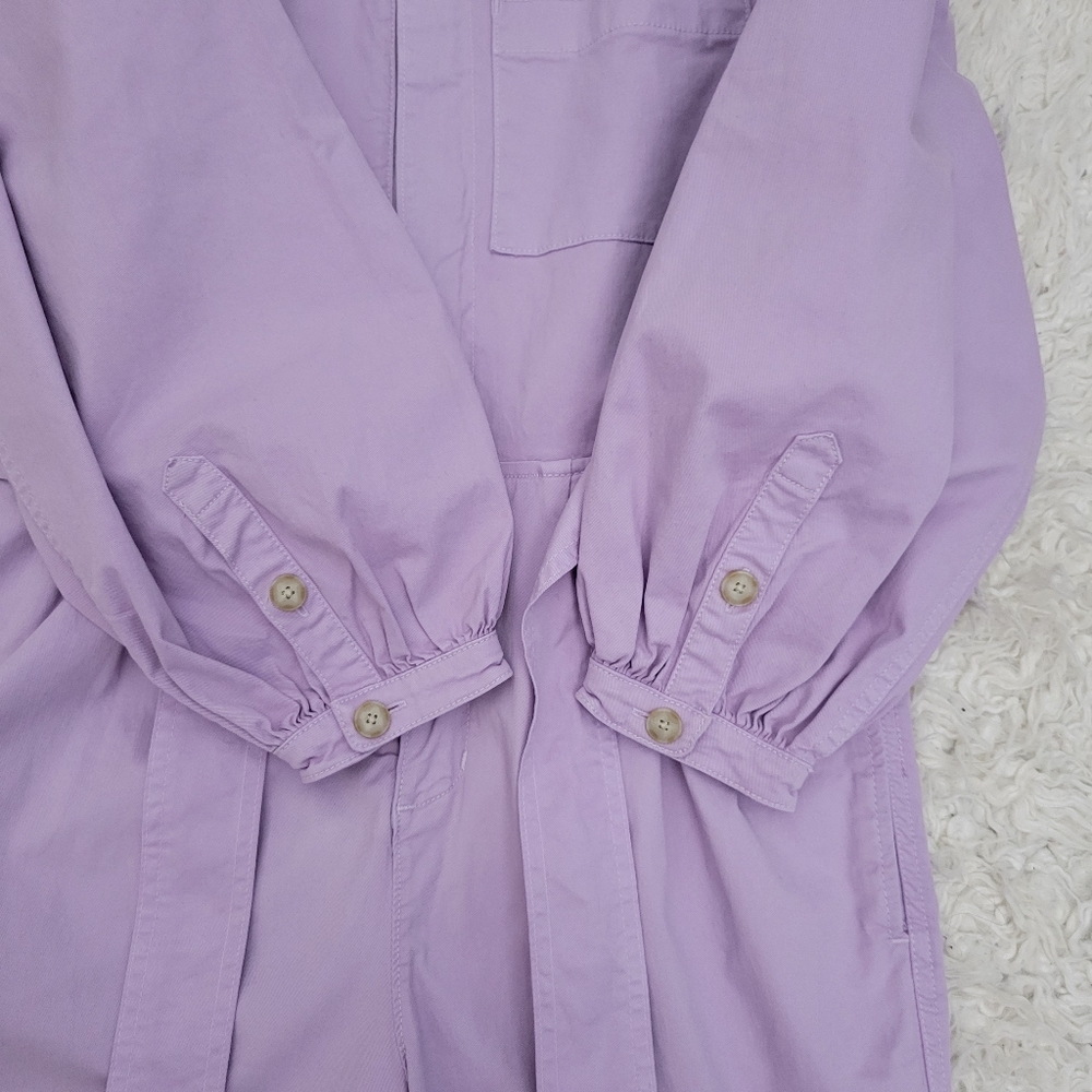 J Crew Womens Puff Sleeve Chino Jumpsuit Overalls Sz 6 Lavender Purple - Picture 6 of 13
